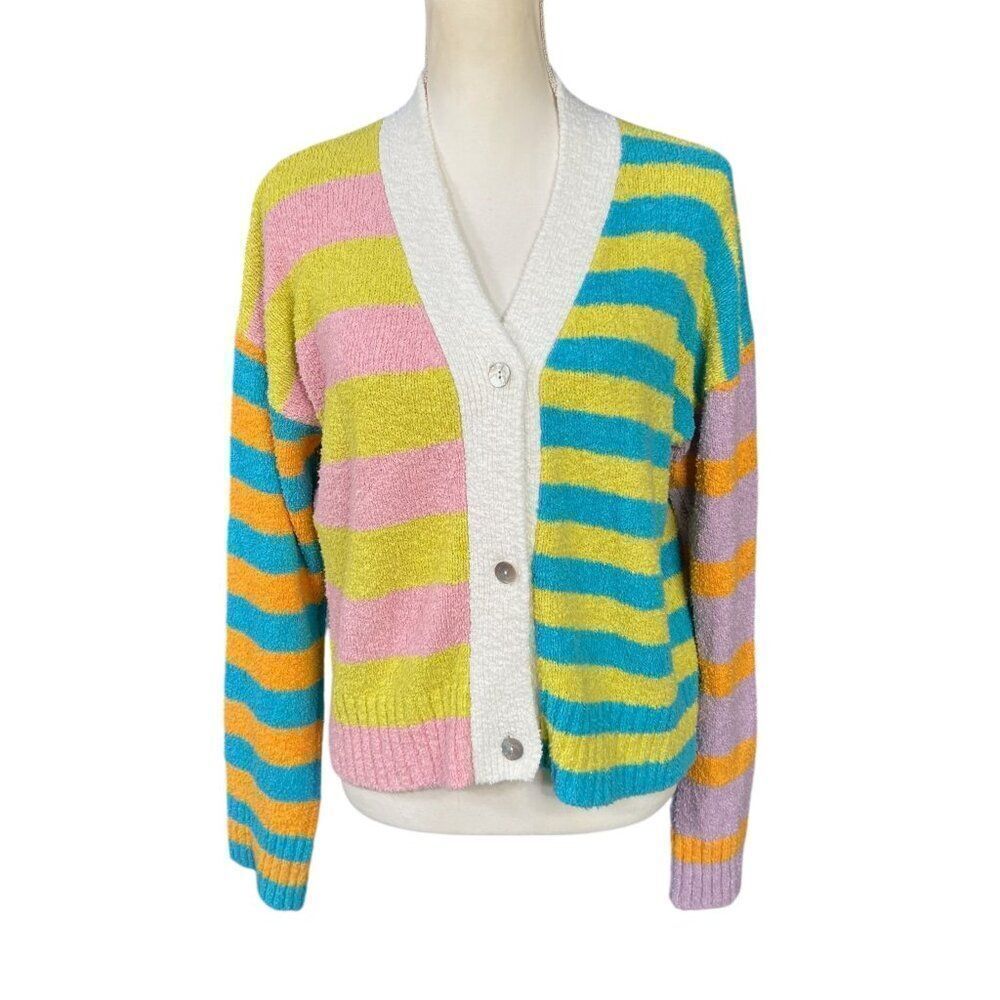 Rails Geneva Mixed Stripe Oversized Cardigan Sweater Size Small